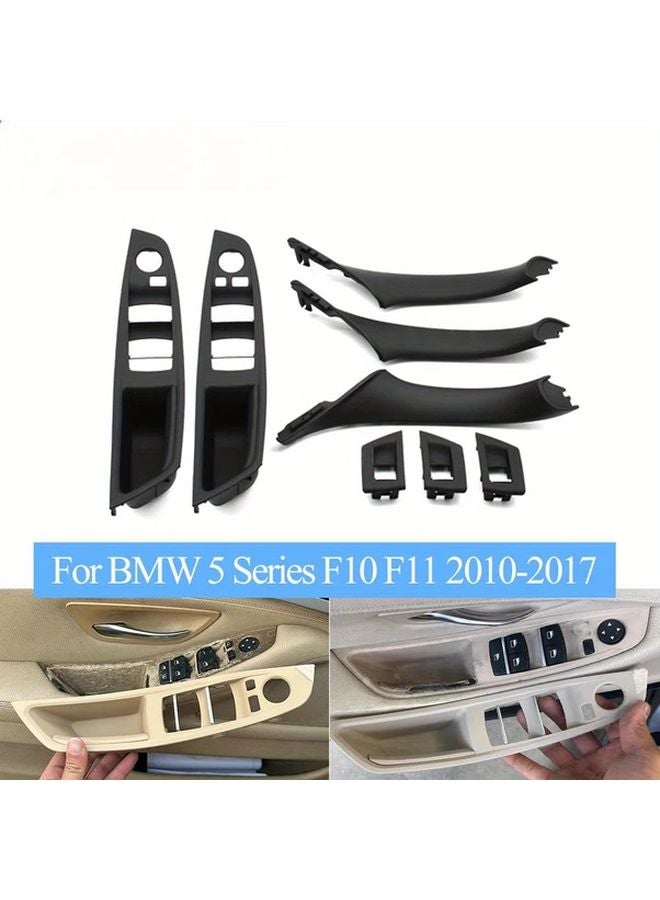 BMW 5 Series F10 F11 لوحة مفاتيح مسند الذراع مقبض باب الغطاء زينة نموذج B أسود ألياف الكربون - Image 1